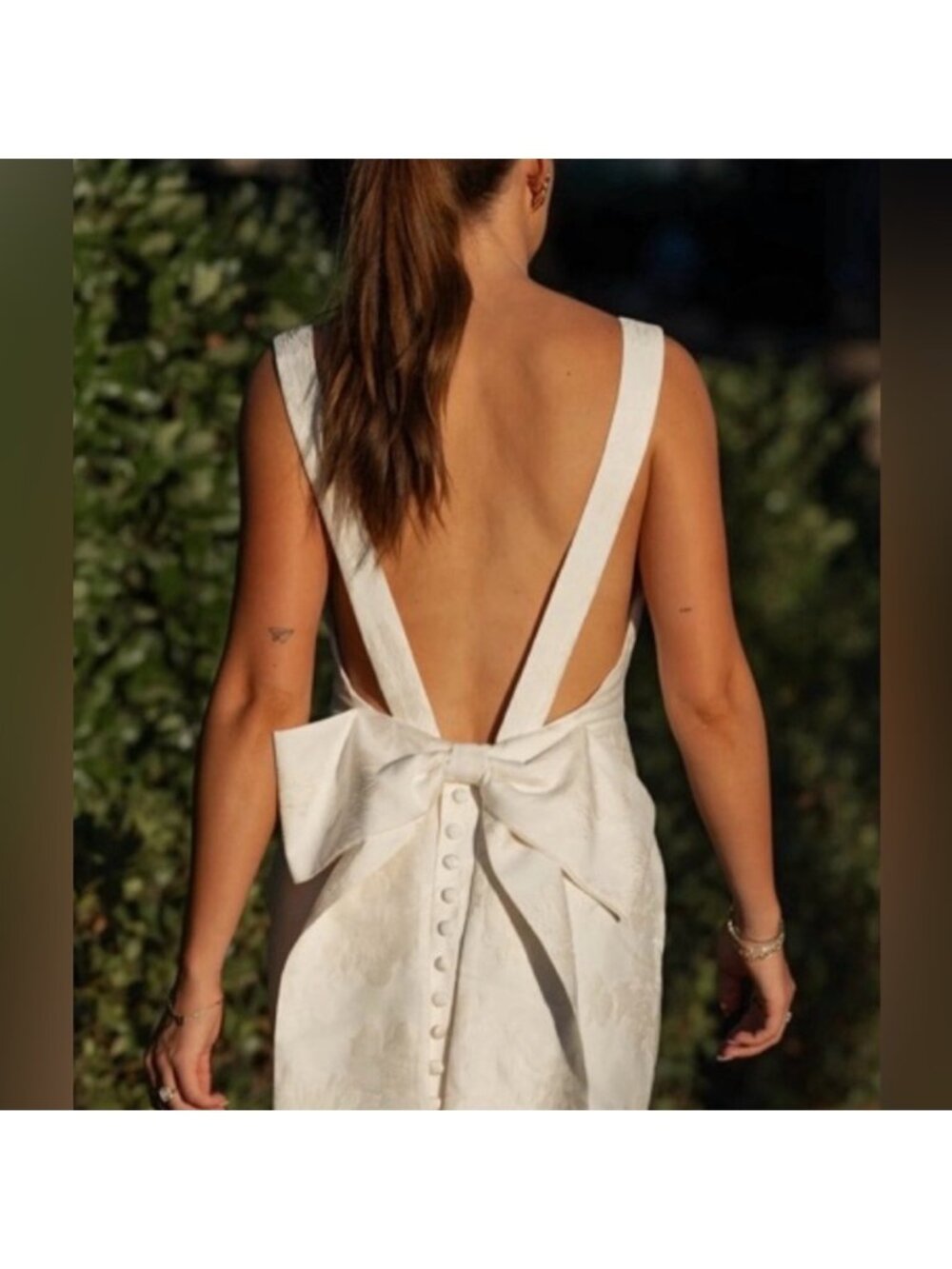 YLLW the label jacquard open back bow mini dress medium